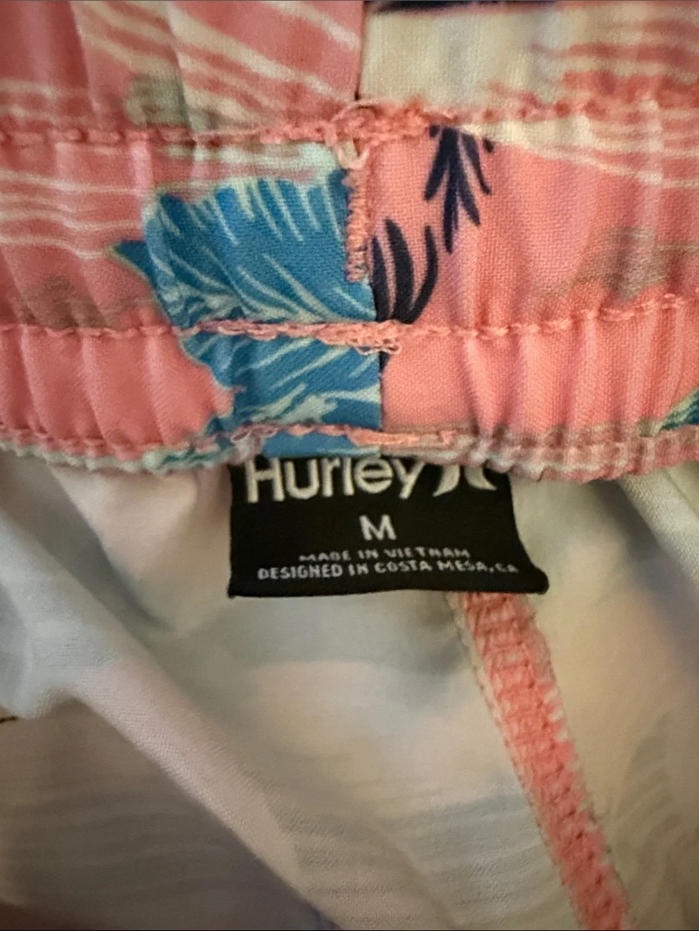 Hurley Pink and Blue Tropical Swim Trunks